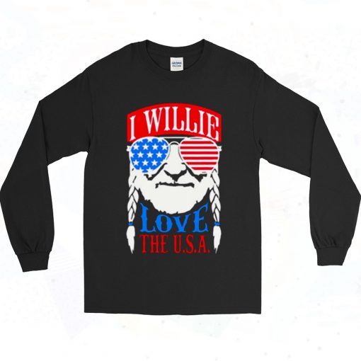 Willie Nelson Love The Usa 90s Long Sleeve Style