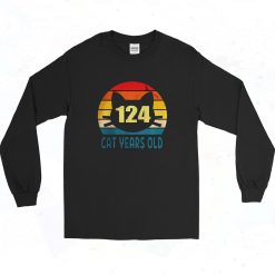 124 Cat Years Old Book Graphic Long Sleeve Style