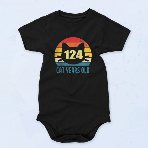 124 Cat Years Old Funny Design Baby Onesie