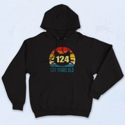 124 Cat Years Old Vintage Style Hoodie