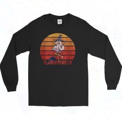 Flamingo Witch Retro Halloween Long Sleeve Style