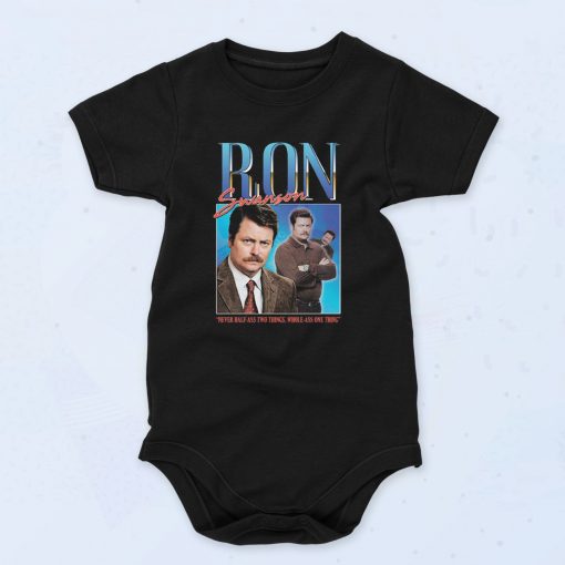 Ron Swanson Homage Funny TV Icon Baby Onesie