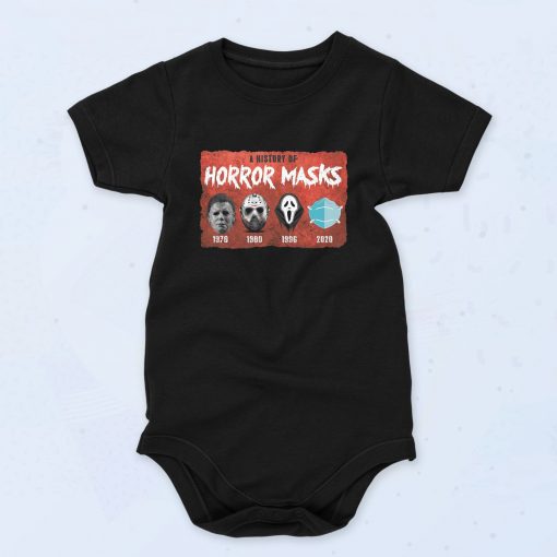 A History Of Horror Masks Halloween Baby Onesie