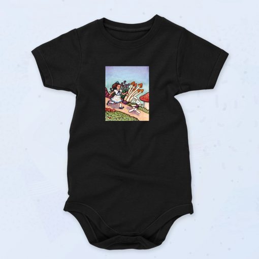 Alice Chased The White Rabbit Cute Baby Onesie