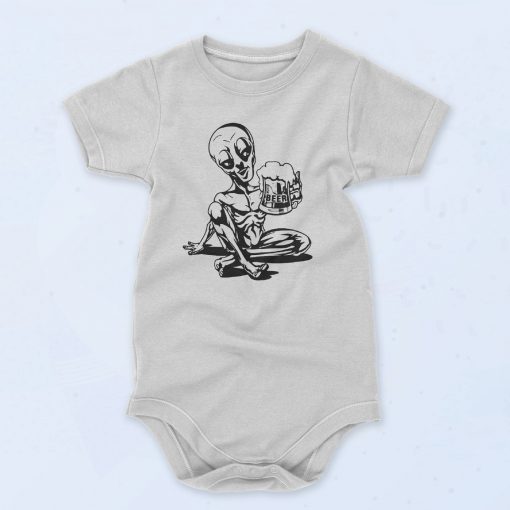 Alien Drinking Beer Funny Artwork Baby Onesie