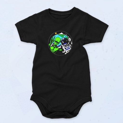 Alien Peace Sign Cute Baby Onesie