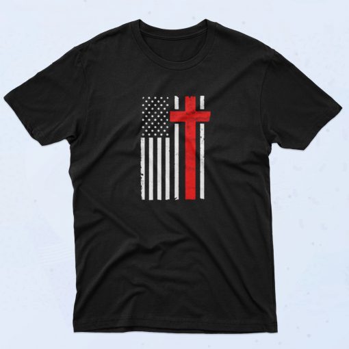 American Flag Christian Cross Usa Flag 90s T Shirt Style