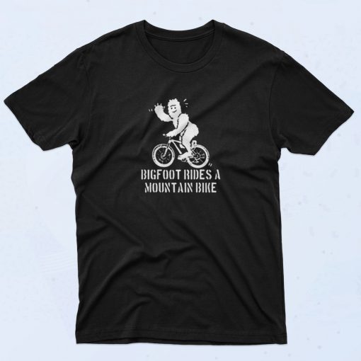 Bigfoot Rides A Mountain Bike 90s T Shirt Style