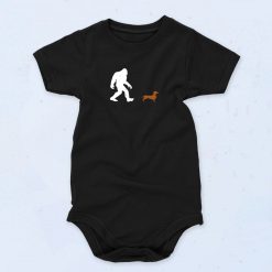 Bigfoot Walking A Daschund Cute Baby Onesie