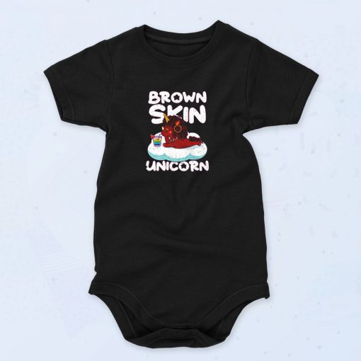 Brown Skin Girl Melanin Unicorn Cute Baby Onesie