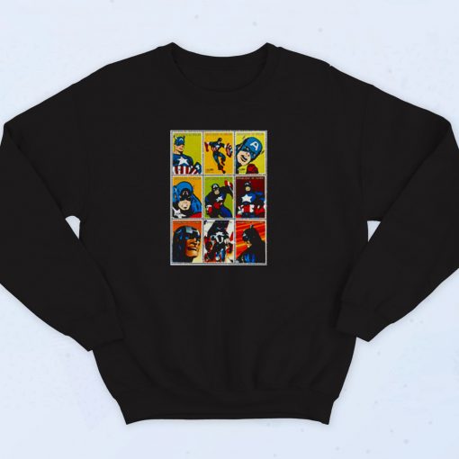 Captain America Through The Years 90s Sweatshirt Fashion