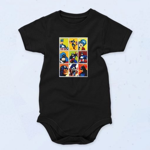 Captain America Through The Years Cute Baby Onesie