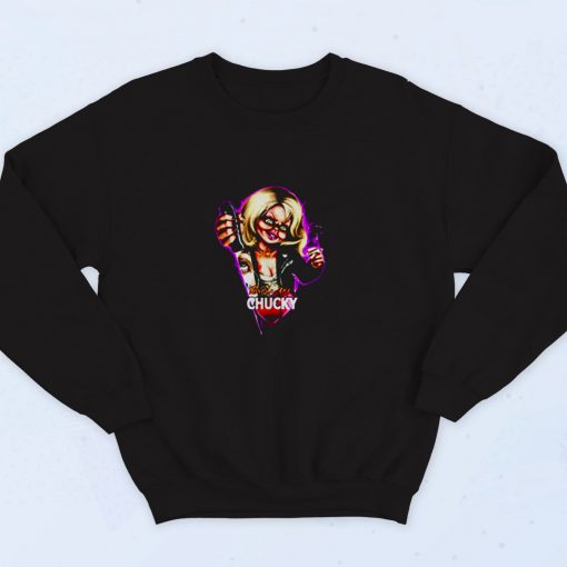 Childs Play Neon Chucky And Tiffany 90s Sweatshirt Fashion