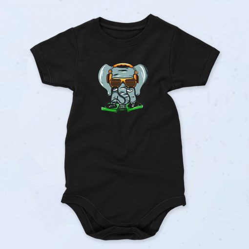 Elephant Dj Cute Baby Onesie