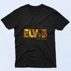 Elvis Presley Gold Print King Rock Music 90s T Shirt Style