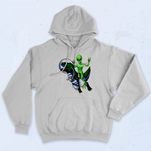 Funny Alien Riding T Rex Hoodie