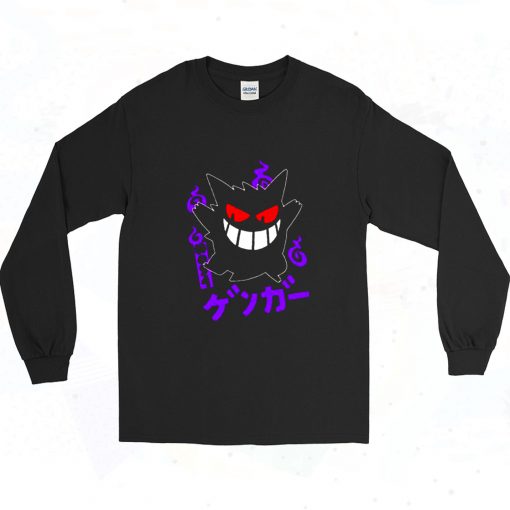 Funny Pokemon Gengar Kanji Long Sleeve Shirt Style