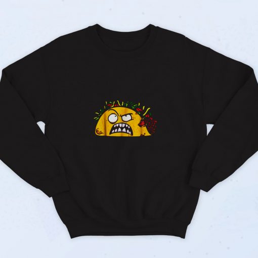 Funny Tacos Zombie Face Scary Halloween 90s Sweatshirt Fashion