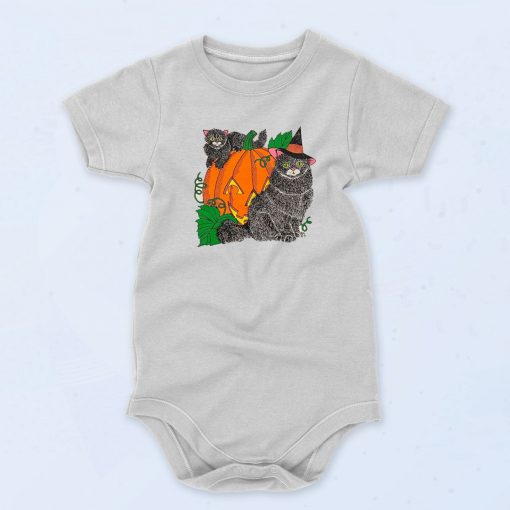 Halloween Pumpkin Black Cats Custom Unisex Baby Onesie