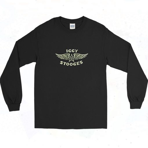 Iggy Pop The Stooges Wings Logo Long Sleeve Shirt Style