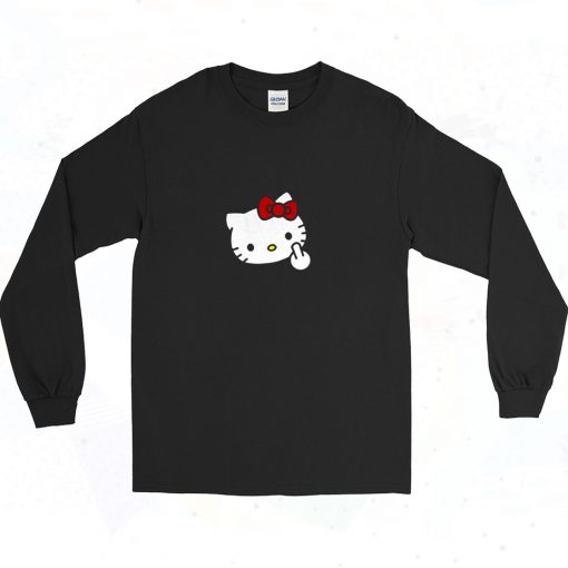 Kitty Middle Finger Funny Long Sleeve Shirt Style