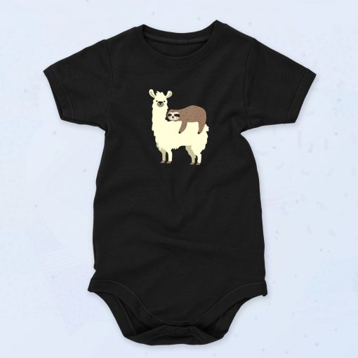 Llama And Sloth Hugging Cuddly Besties Cute Baby Onesie