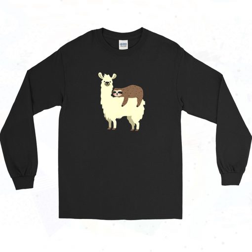 Llama And Sloth Hugging Cuddly Besties Long Sleeve Shirt Style