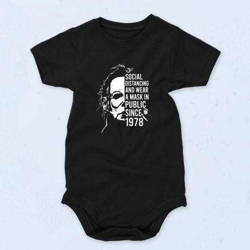 Michael Myers Halloween Social Distancing Cute Baby Onesie