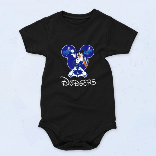 Mickey Mouse Loves Los Angeles Dodgers Cute Baby Onesie