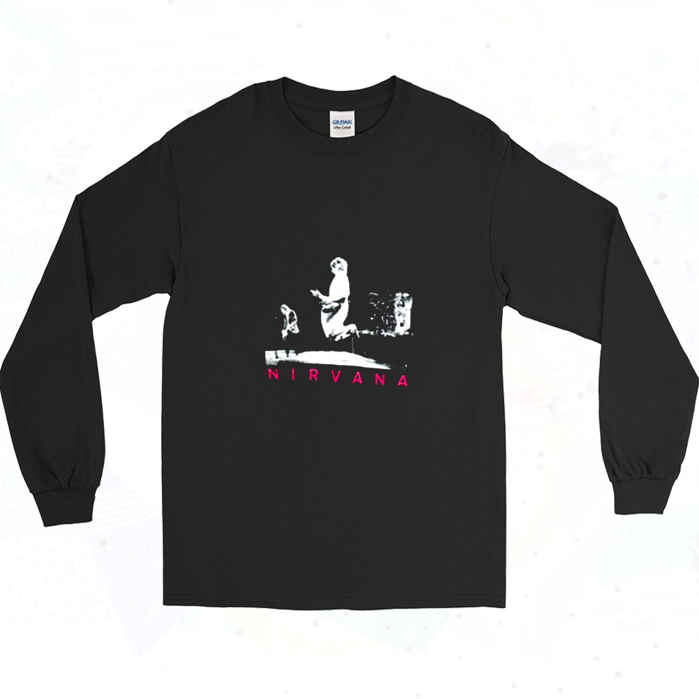 Nirvana Pink Logo Live Stage Pic Long Sleeve Shirt Style - 90sclothes.com