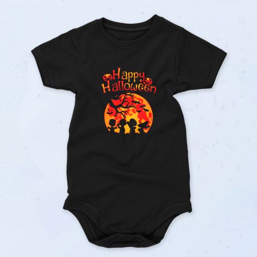 Peanut Snoopy And Charlie Brown Happy Halloween Pumpkin Moon Cute Baby Onesie