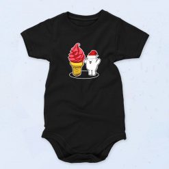 Polar Bear With Hat And Soft Ice Cream Cute Baby Onesie