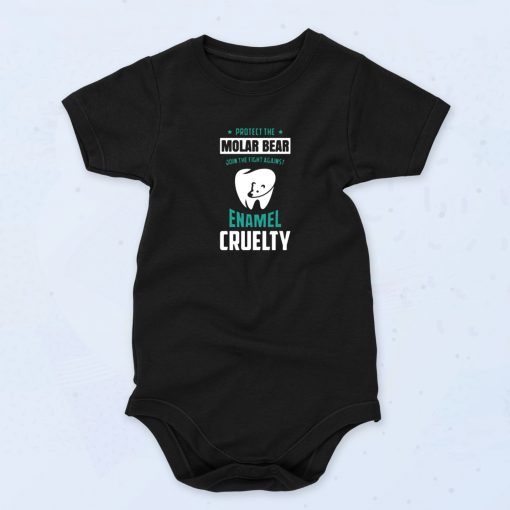 Protect The Molar Bear Enamel Cruelty Dentist Pun Cute Baby Onesie