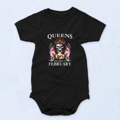 Queens Are Born In February Skull Cute Baby Onesie