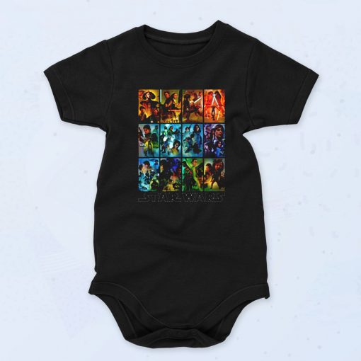 Star Wars Celebration Mural Art Panels Q Cute Baby Onesie