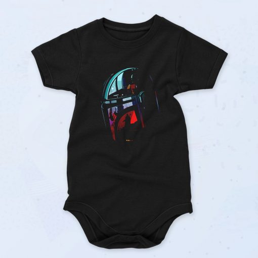 Star Wars The Mandalorian Helmet Scene Fill Cute Baby Onesie