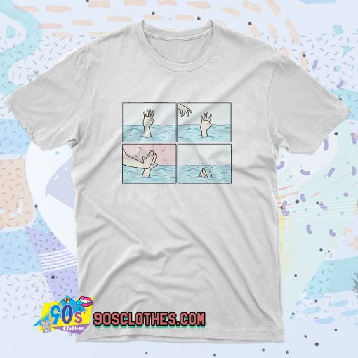 Drowning High Five Dark Humor T Shirt