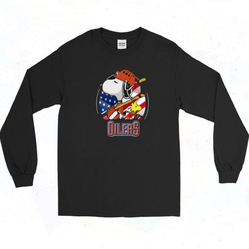 Edmonton Oilers Snoopy Vintage 90s Long Sleeve Style