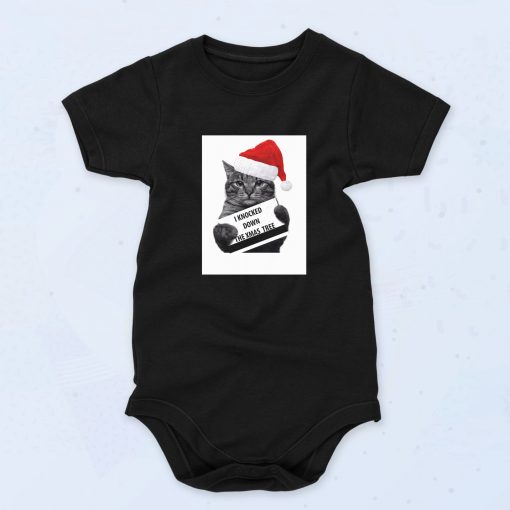 Funny Kitten Knock Down Christmas Cat Baby Onesie