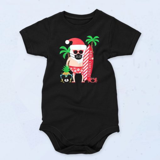 Santa Christmas Surfing Unisex Baby Onesie