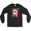 Santa Christmas Surfing With Mask Long Sleeve Style