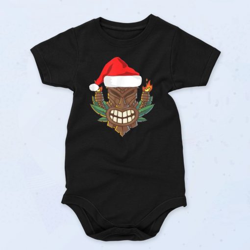 Tiki Santa Hat Christmas Custom Unisex Baby Onesie