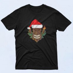 Tiki Santa Hat Christmas Hawaii Artwork T Shirt