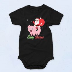 Christmas Pig And Santa Claus Fashionable Baby Onesie