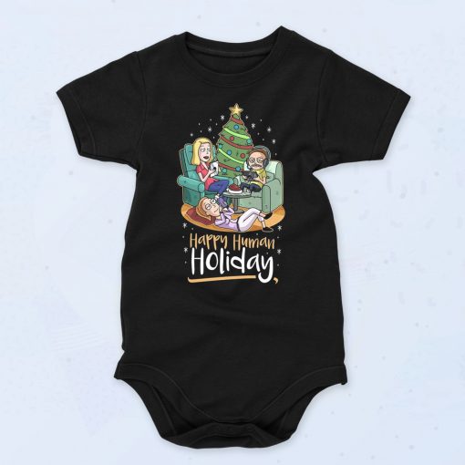 Happy Human Holiday Family Rick And Morty Christmas Baby Onesie