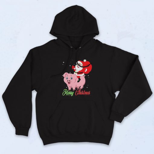 Santa Claus Ride Pig Hoodie