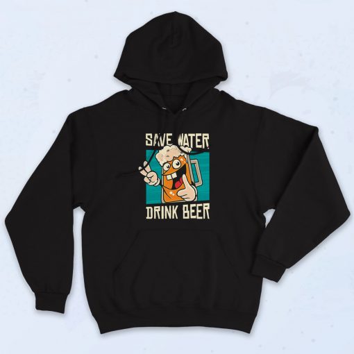 Save Water Beer Cartoon Art Hoodie