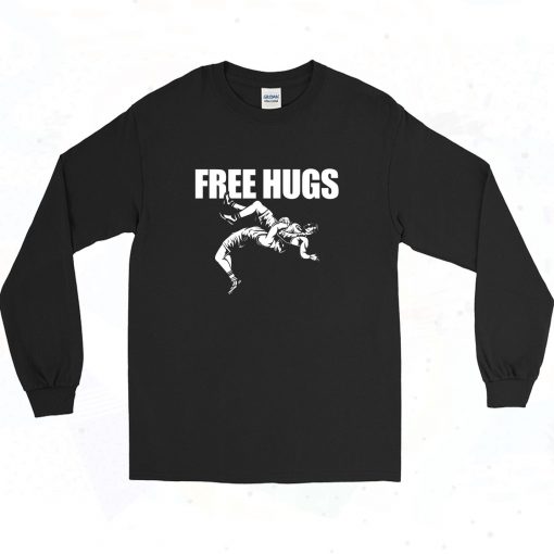 Wrestling Free Hugs Vintage 90s Long Sleeve Style