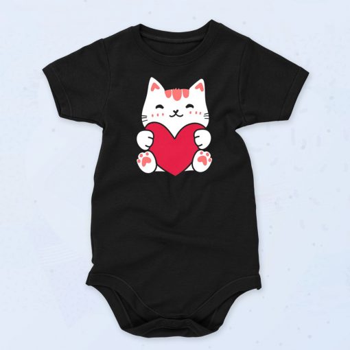 Cat Heart Valentine's Day Fashionable Baby Onesie