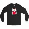 Cat Heart Valentine's Day Vintage 90s Long Sleeve Shirt